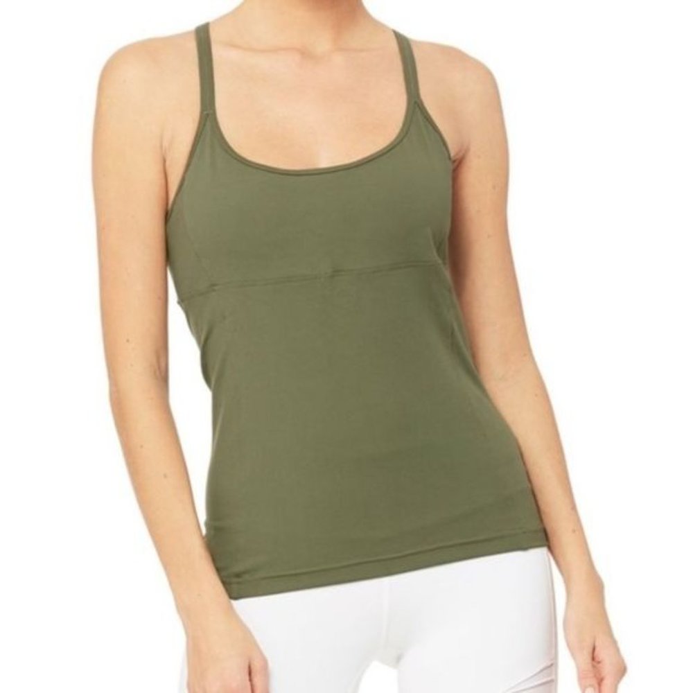 Alo Yoga Lotus Bra Tank - Jungle Green